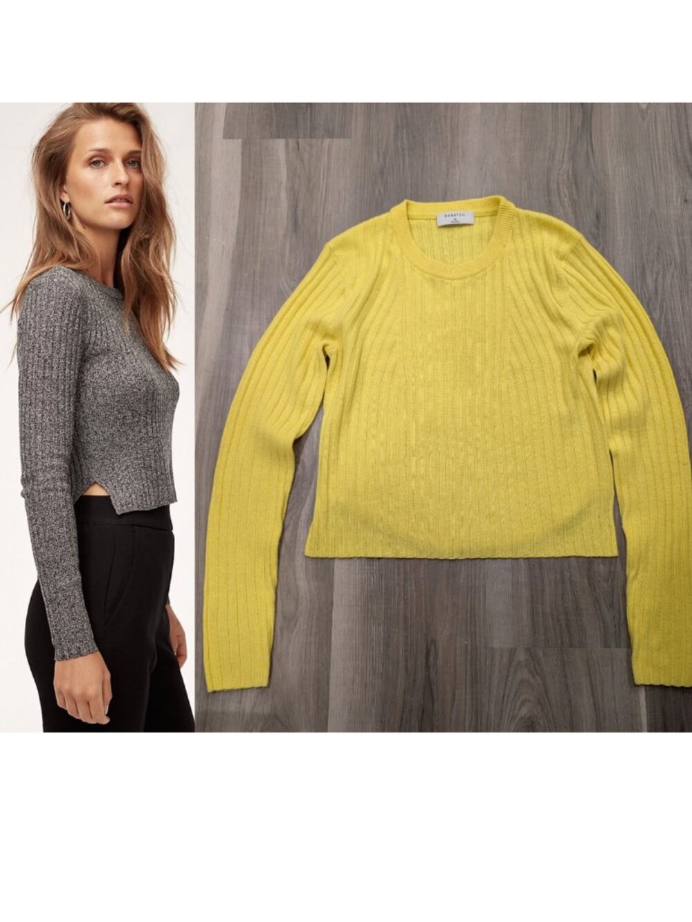 Aritzia Babaton | Nathaniel Cropped Ribbed Wool Blend Sweater In Royal Yellow